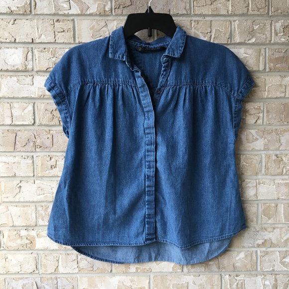 denim blouse short sleeve
